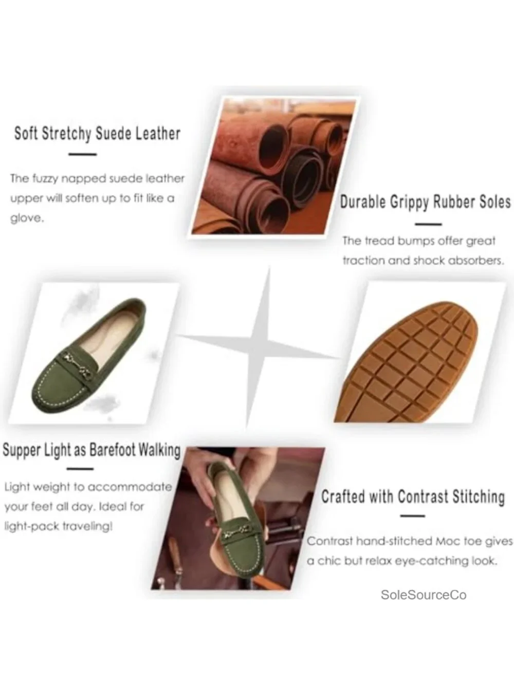 Suede Leather Loafers Slip-Ons Driving Mocs Business Casual Flats